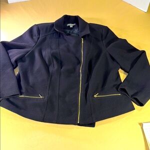 roz Ali women’s Moto style jacket size 2X black with gold zippers